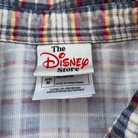 Vintage Disney Store Blue White Plaid Winnie the Pooh Corduroy Shirt Medium - Picture 5 of 8